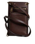 Dolce & Gabbana Brown Leather Neck Strap Cross Body Sling Bag