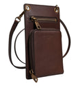 Dolce & Gabbana Brown Leather Neck Strap Cross Body Sling Bag