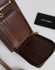 Dolce & Gabbana Brown Leather Neck Strap Cross Body Sling Bag