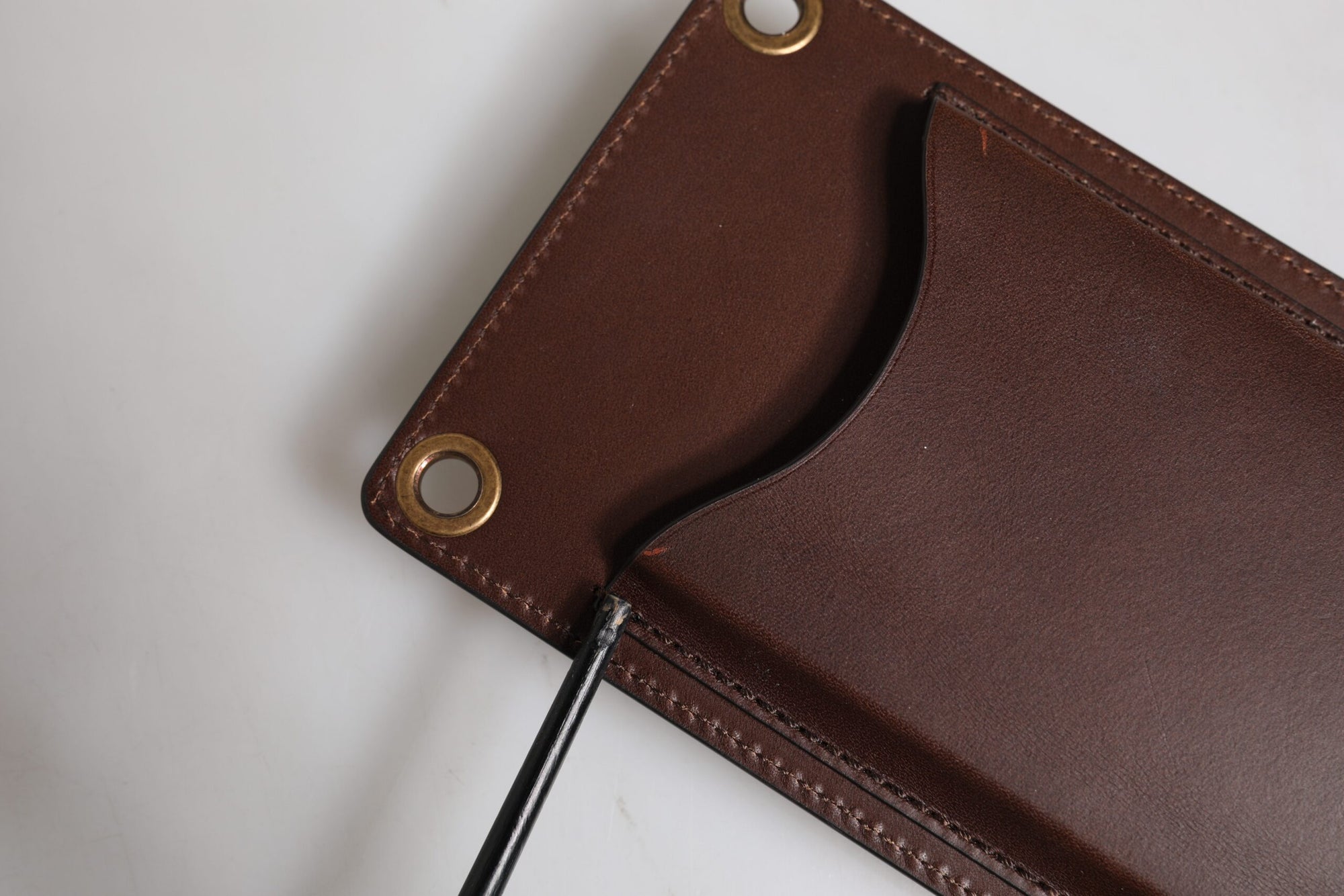 Dolce &amp; Gabbana Brown Leather Neck Strap Cross Body Sling Bag