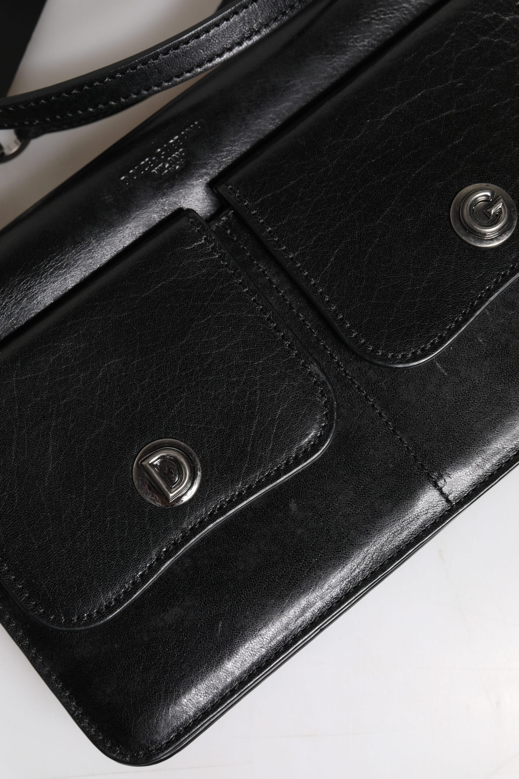 Dolce &amp; Gabbana Black Leather Logo Purse Shoulder Crossbody Bag