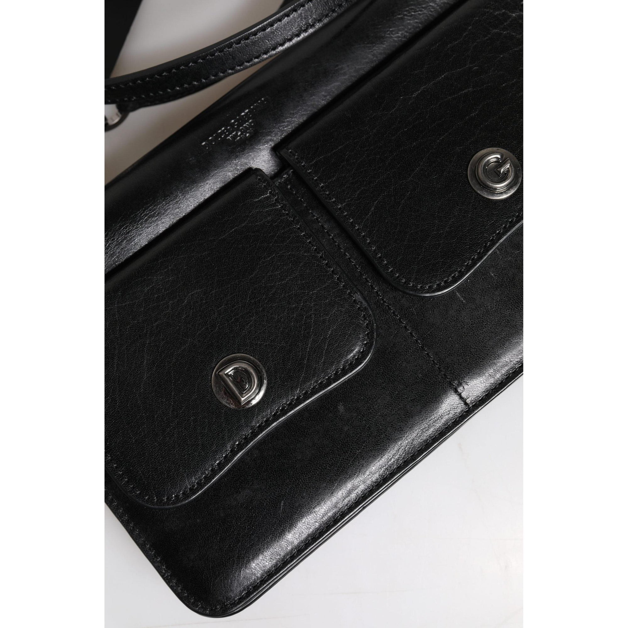 Dolce &amp; Gabbana Black Leather Logo Purse Shoulder Crossbody Bag