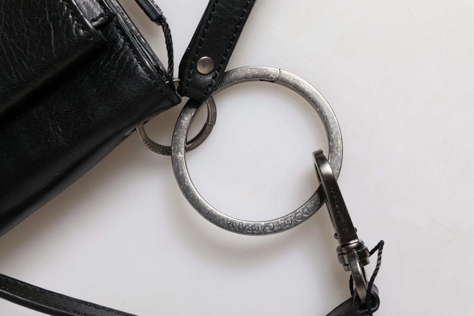 Dolce &amp; Gabbana Black Leather Logo Purse Shoulder Crossbody Bag
