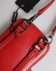 Dolce & Gabbana Red Leather Purse Phone Sling Crossbody Neck Strap Bag