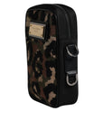 Dolce & Gabbana Multicolor Leopard Jacquard Logo Plaque Neck Strap Bag