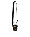 Dolce & Gabbana Multicolor Leopard Jacquard Logo Plaque Neck Strap Bag