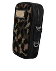 Dolce & Gabbana Multicolor Leopard Jacquard Logo Plaque Neck Strap Bag