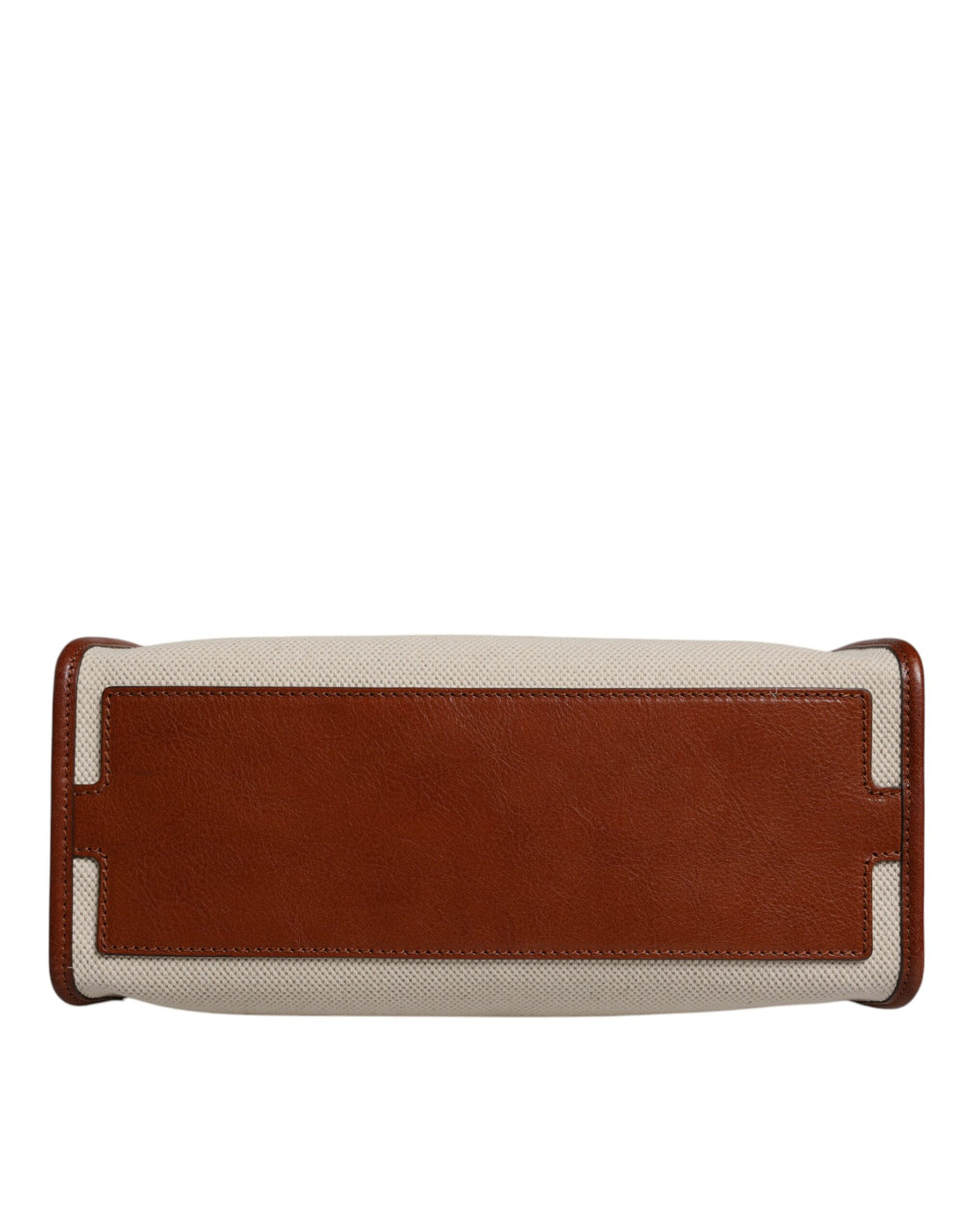 Dolce & Gabbana Beige Brown Cotton Leather Duffle Shoulder Bag