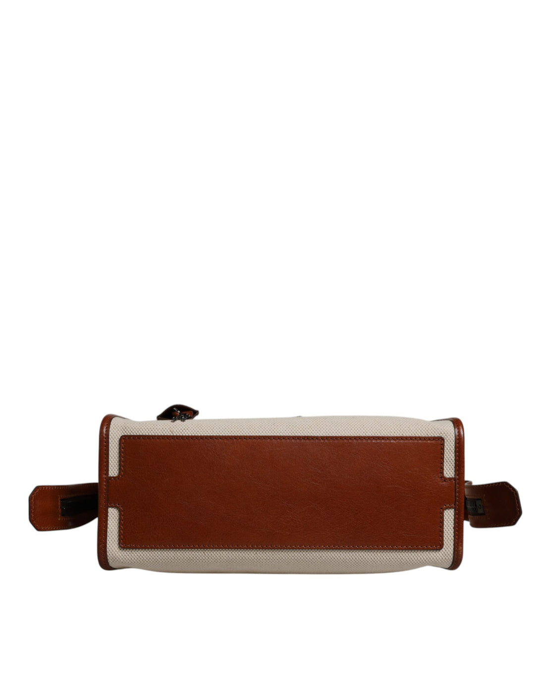 Dolce & Gabbana Beige Brown Cotton Leather Duffle Shoulder Bag