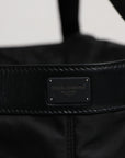 Dolce & Gabbana Black Nylon White Iconic Logo Shoulder Bucket Bag