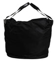 Dolce & Gabbana Black Nylon White Iconic Logo Shoulder Bucket Bag