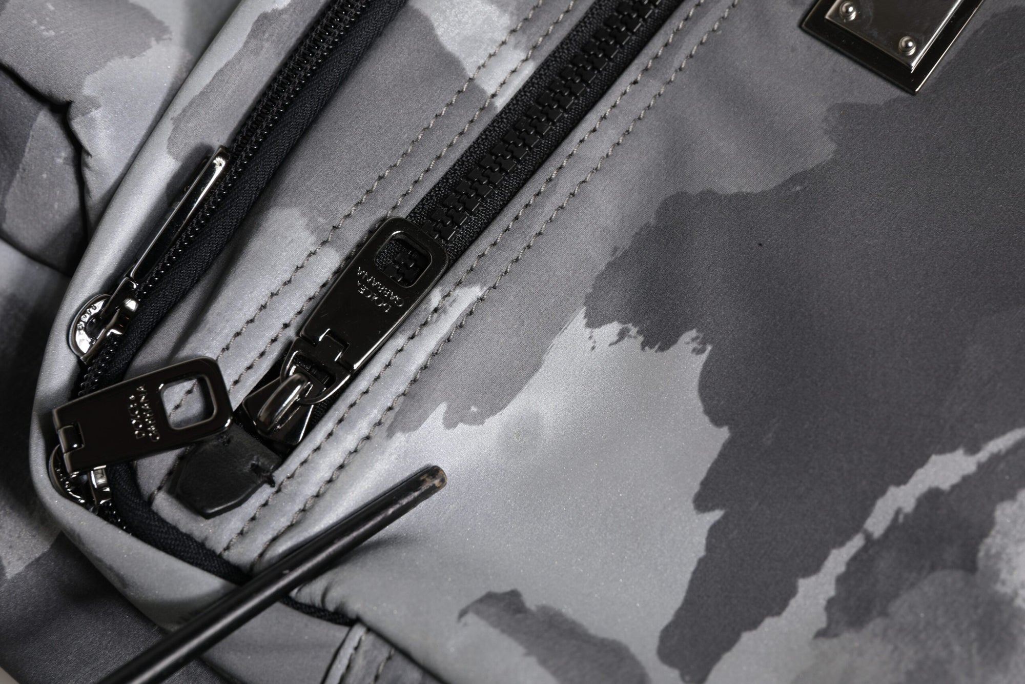 Dolce &amp; Gabbana Black Camouflage Shoulder Strap Logo Plaque Bag