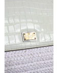 Dolce & Gabbana White Rafia Leather Top Handle Crossbody Bag