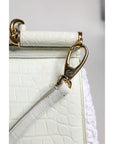 Dolce & Gabbana White Rafia Leather Top Handle Crossbody Bag