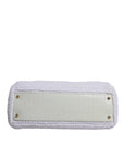 Dolce & Gabbana White Rafia Leather Top Handle Crossbody Bag