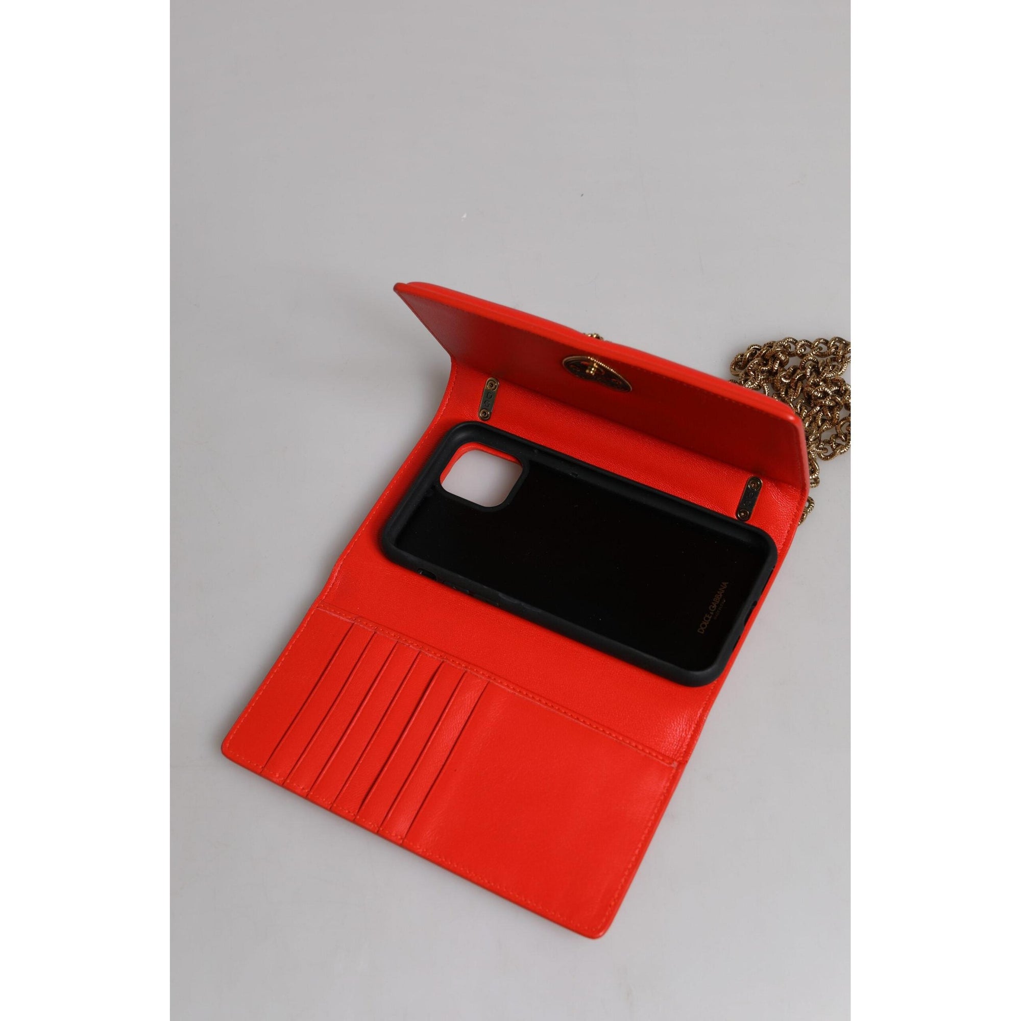 Dolce &amp; Gabbana Red Quilted Devotion Crossbody Chain Phone Cover Bag