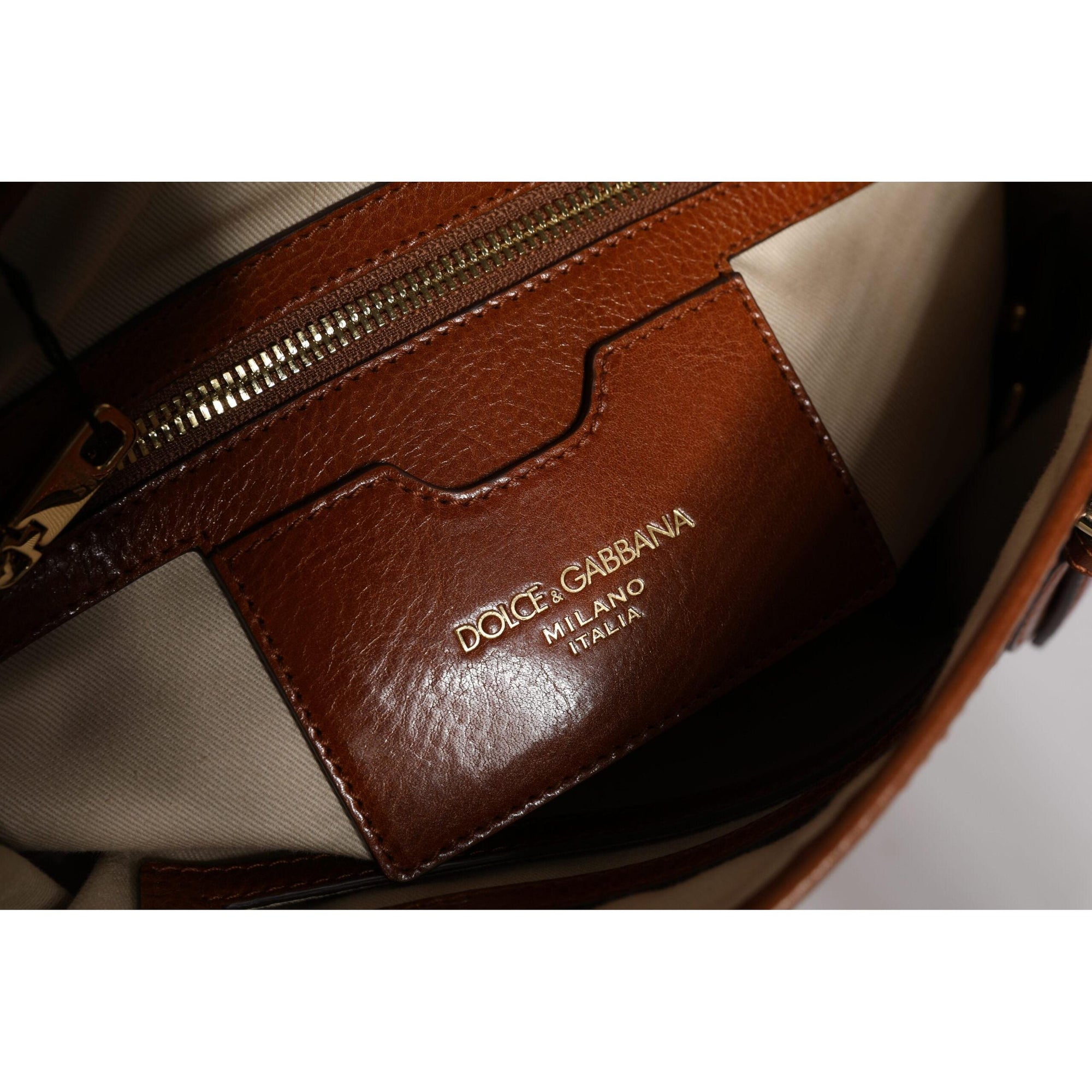 Dolce &amp; Gabbana Brown Leopard Leather Shoulder Strap Tote Bag