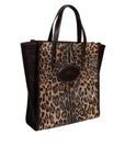 Dolce & Gabbana Brown Leopard Leather Shoulder Strap Tote Bag