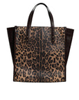 Dolce & Gabbana Brown Leopard Leather Shoulder Strap Tote Bag