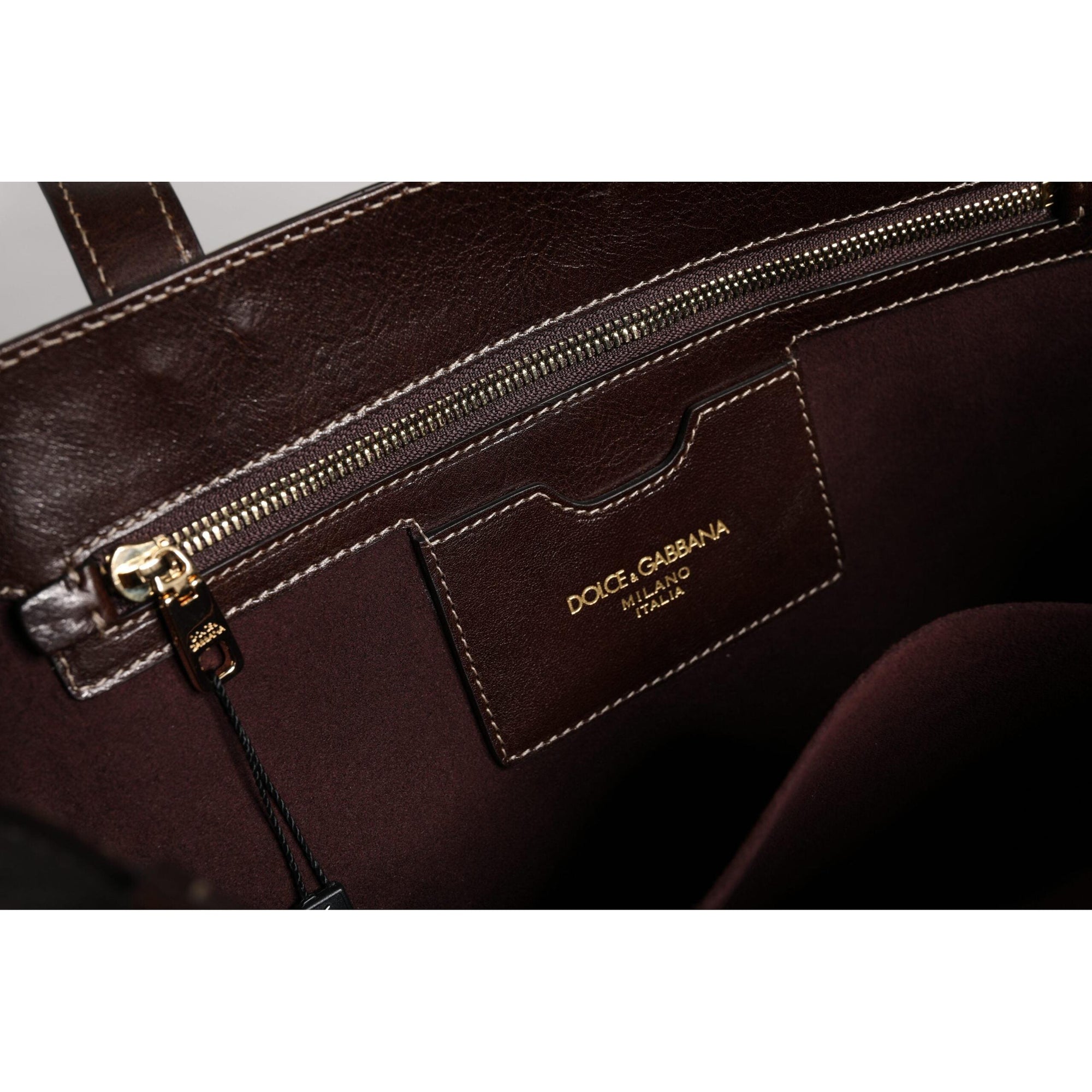 Dolce &amp; Gabbana Brown Leopard Leather Shoulder Strap Tote Bag