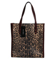 Dolce & Gabbana Brown Leopard Leather Shoulder Strap Tote Bag