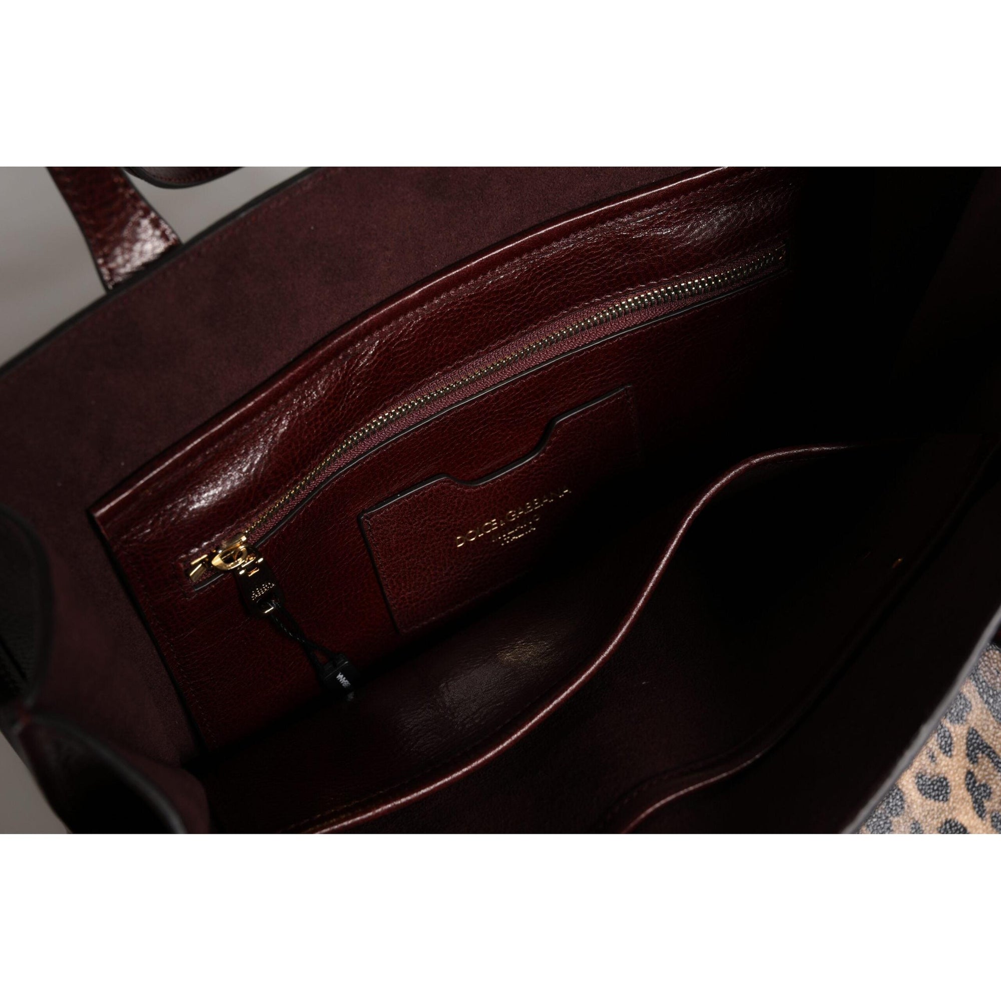 Dolce &amp; Gabbana Brown Leopard Leather Shoulder Strap Tote Bag