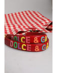 Dolce & Gabbana Red Checkered Embellished Shopping Tote Cotton Bag