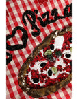 Dolce & Gabbana Red Checkered Embellished Shopping Tote Cotton Bag