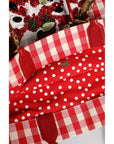 Dolce & Gabbana Red Checkered Embellished Shopping Tote Cotton Bag