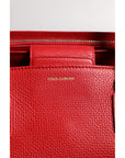 Dolce & Gabbana Red Calfskin Leather Logo Plaque Top Handle Bag