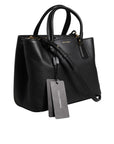 Dolce & Gabbana Black Calf Leather Logo Plaque Shoulder Handbag Bag