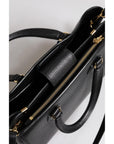 Dolce & Gabbana Black Calf Leather Logo Plaque Shoulder Handbag Bag