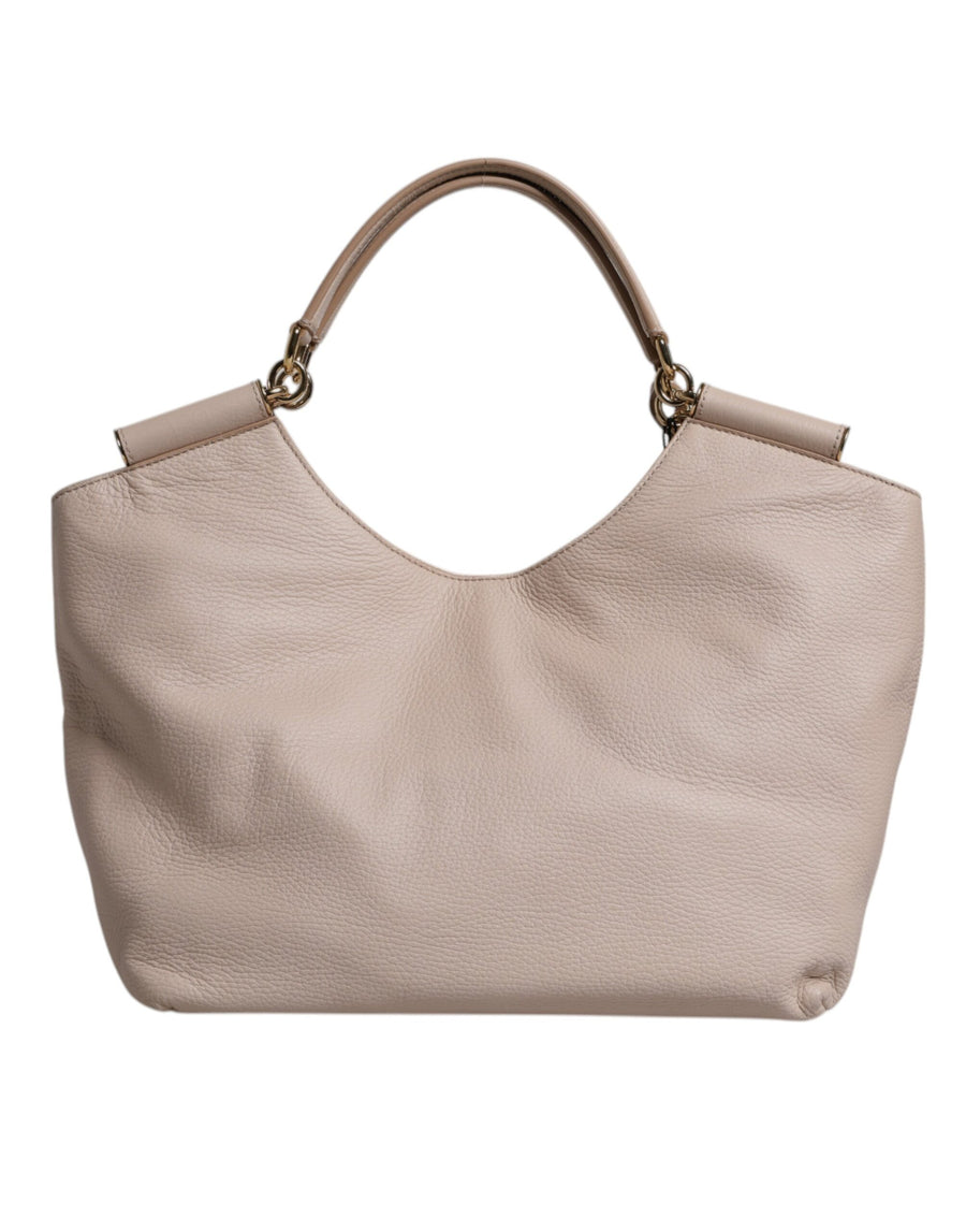 Dolce & Gabbana Light Pink Deer Leather Logo Plaque Tote Top Handle Bag