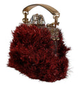Dolce & Gabbana Red Gold Chain VANDA Tinsel Crystals Evening Clutch Bag