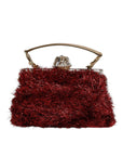 Dolce & Gabbana Red Gold Chain VANDA Tinsel Crystals Evening Clutch Bag