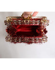 Dolce & Gabbana Red Gold Chain VANDA Tinsel Crystals Evening Clutch Bag