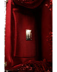 Dolce & Gabbana Red Gold Chain VANDA Tinsel Crystals Evening Clutch Bag