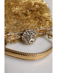 Dolce & Gabbana Gold Vanda Chain Strap Tinsel Crystal Evening Clutch Bag
