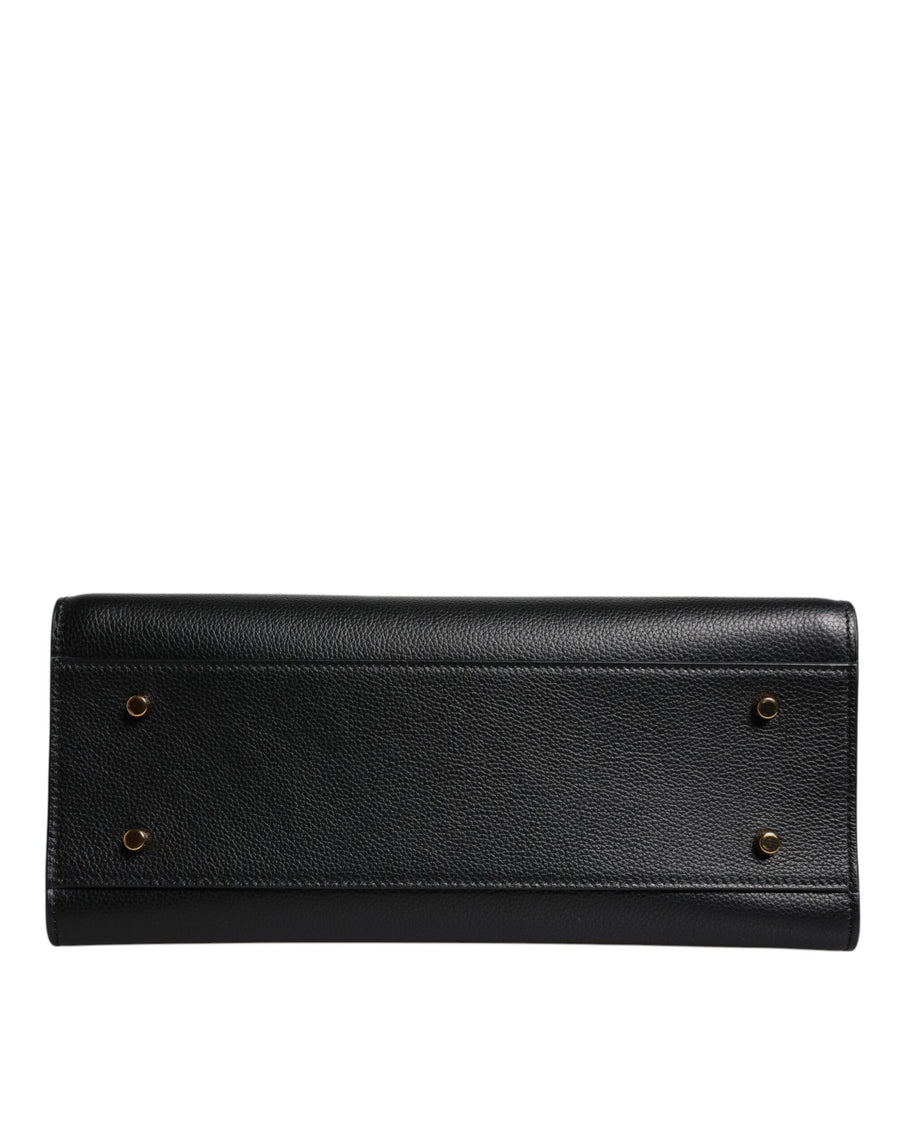 Versace Black Large Leather Top Handle Shoulder Crossbody Bag