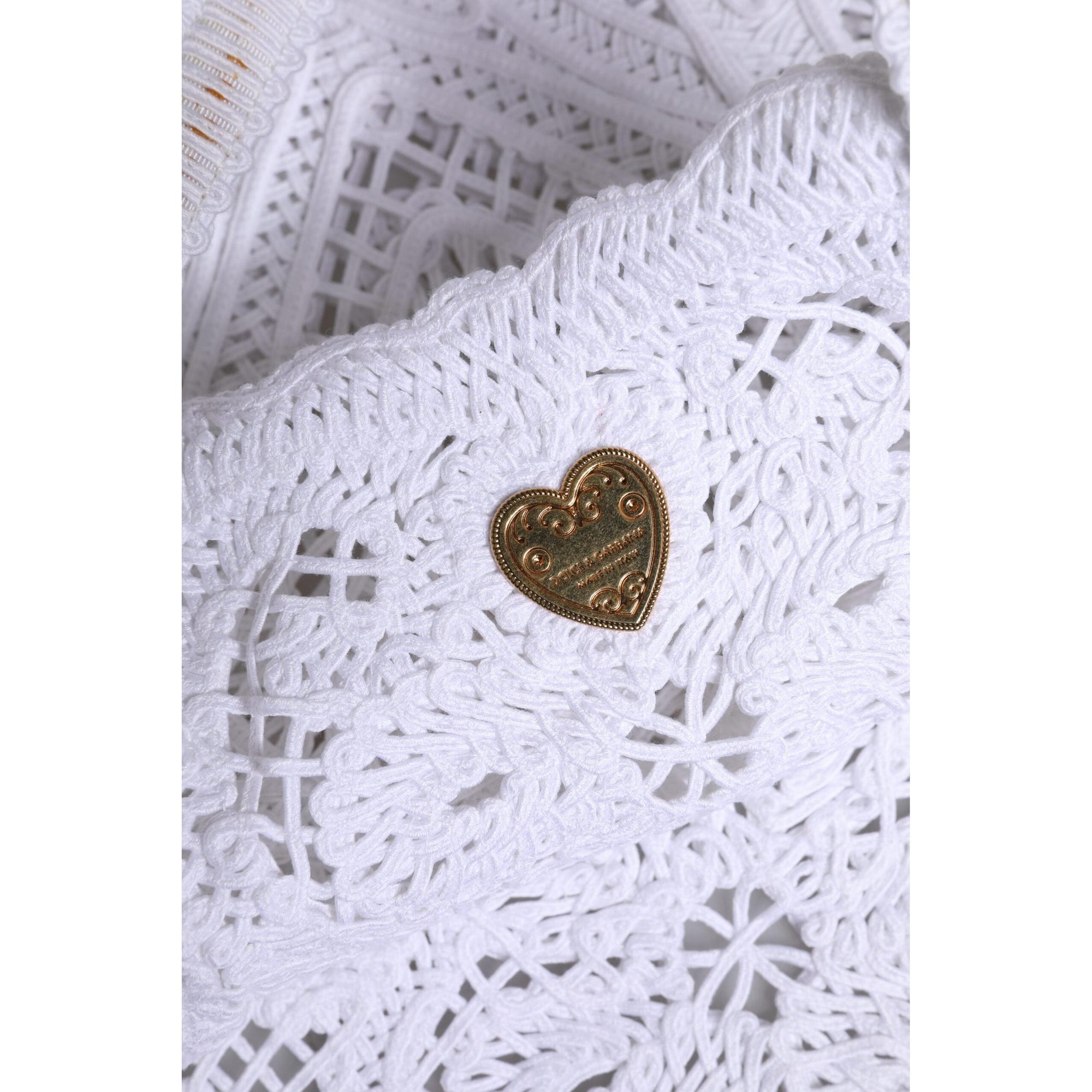 Dolce &amp; Gabbana White Cordonetto Lace Beatrice Tote Shopping Bag