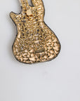 Dolce & Gabbana Gold Brass Logo Beaded Guitar Pin Brooch