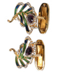 Dolce & Gabbana Multicolor Peacock Feathers 925 Sterling Silver Cufflink