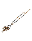 Dolce & Gabbana Gold Brass Black Beaded Chain Rosary Pendant Necklace