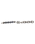 Dolce & Gabbana Silver Tone Chain Lobster Clasp Logo Gray Pearls Bracelet
