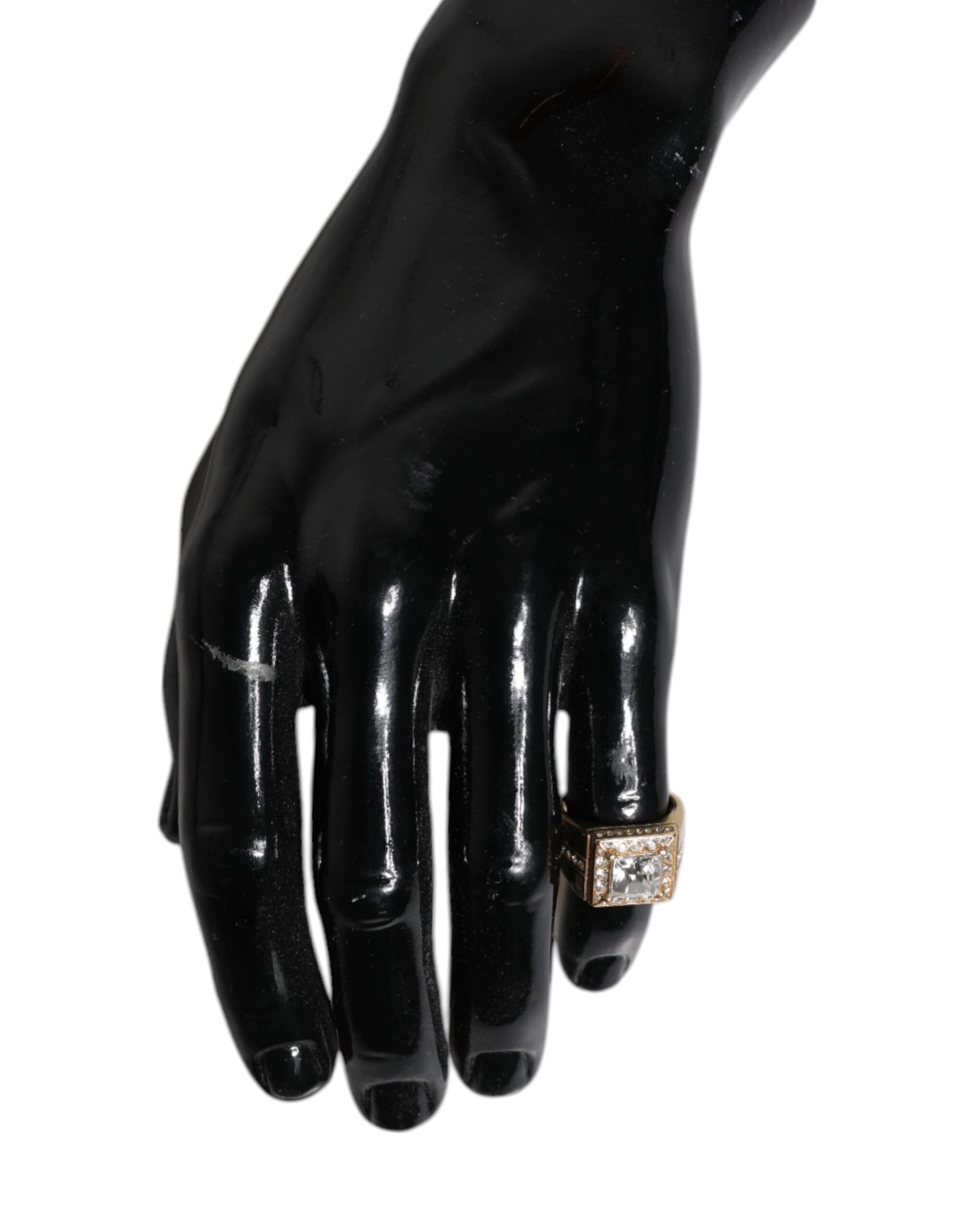 Dolce &amp; Gabbana Gold Tone Sterling Silver 925 Crystals Ring