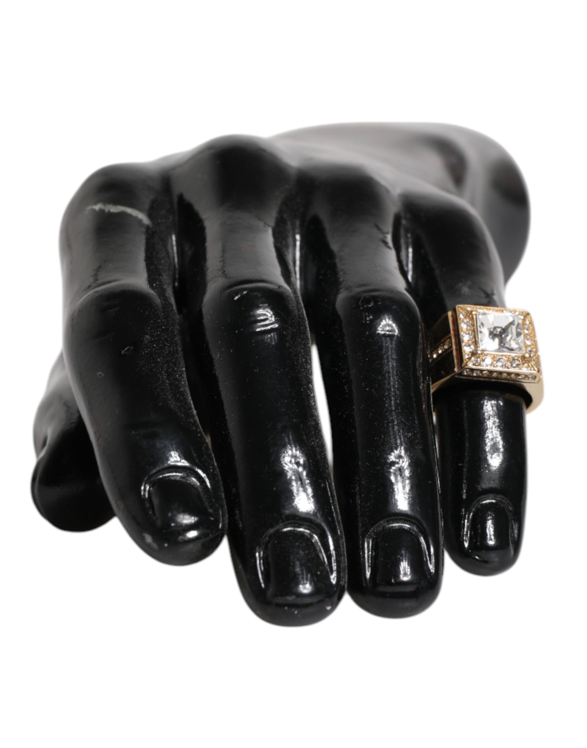 Dolce &amp; Gabbana Gold Tone Sterling Silver 925 Crystals Ring