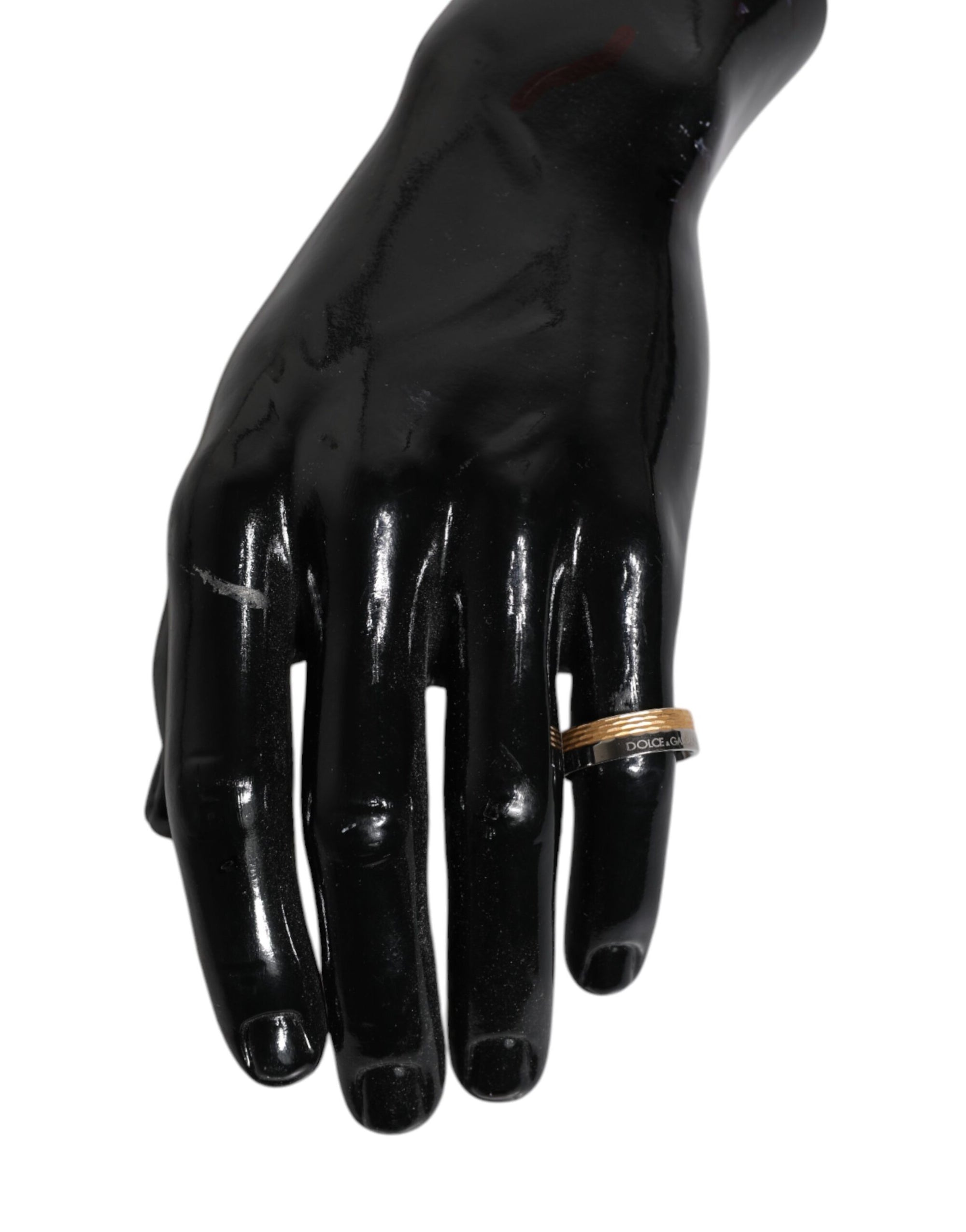 Dolce &amp; Gabbana Gold Silver Tone Real Brass DG Logo Ring