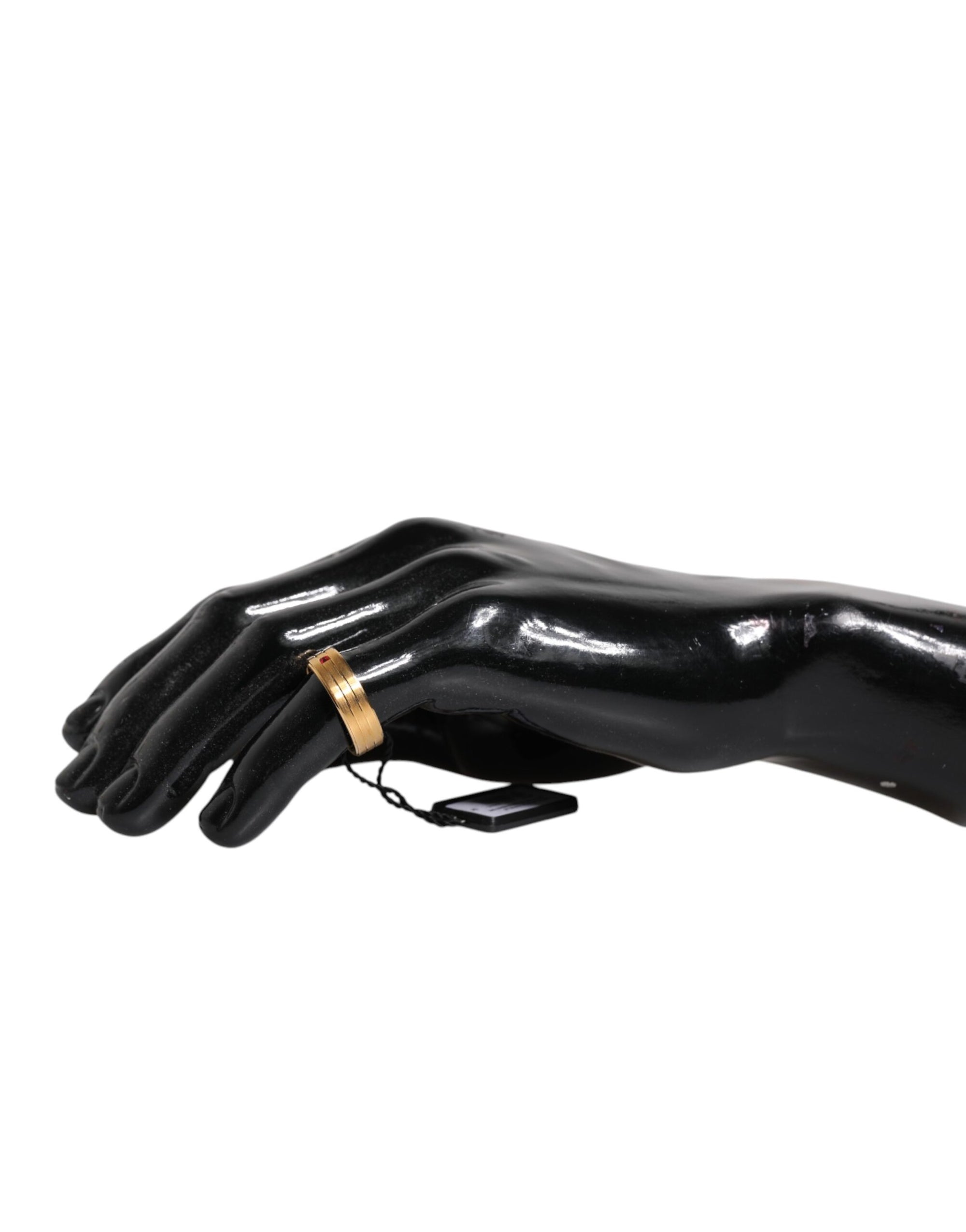 Dolce &amp; Gabbana Gold Tone Brass Red Crystal DG Logo Ring