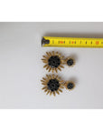Dolce & Gabbana Gold Tone Brass Sunflower Crystal Clip Dangling Earrings