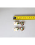 Dolce & Gabbana Brass White Flower Bloom Crystal Clip Dangling Earrings